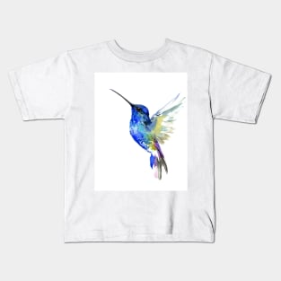 Turquoise Blue HUmmingbird Artwork, design Kids T-Shirt